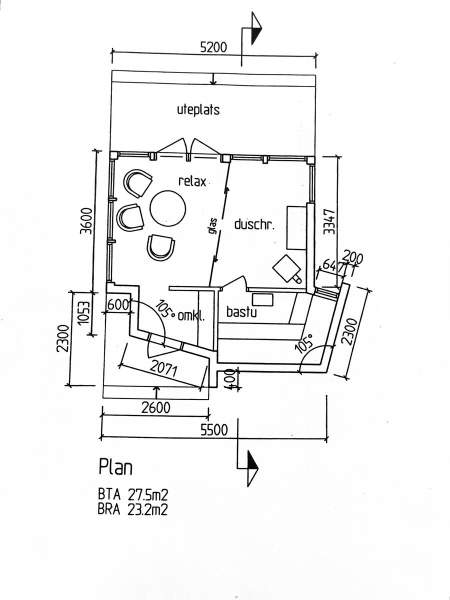 Planritning bastuhus