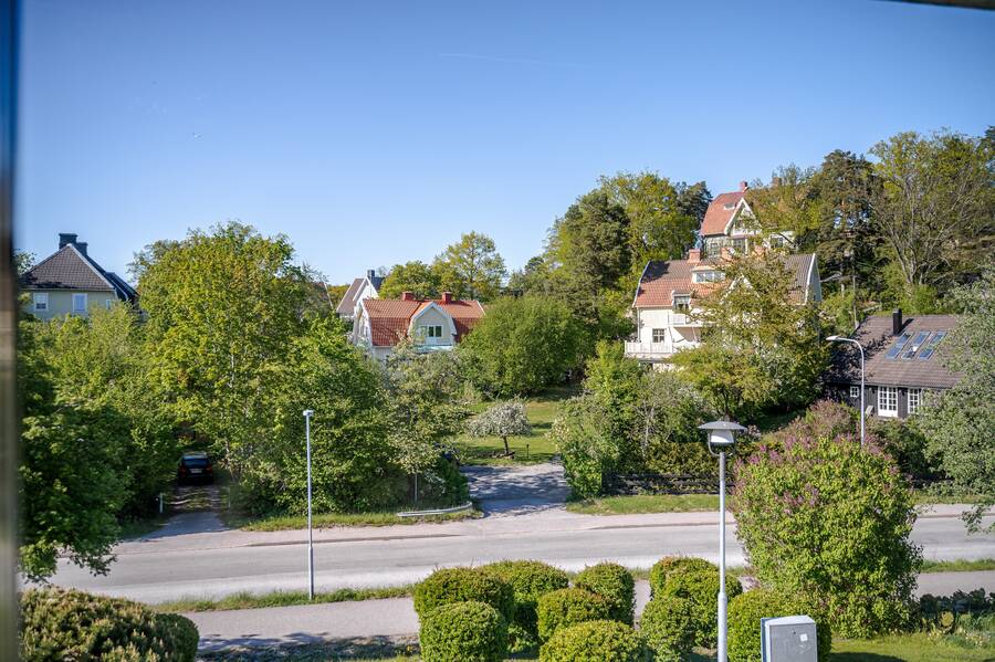 Utsikt över grönska och villor