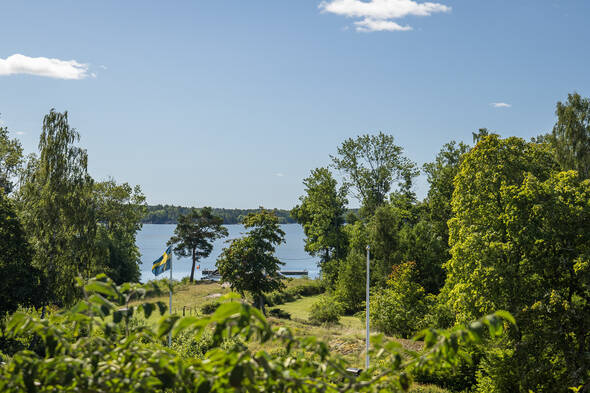 En del av tomten ligger högt och fritt på en platå